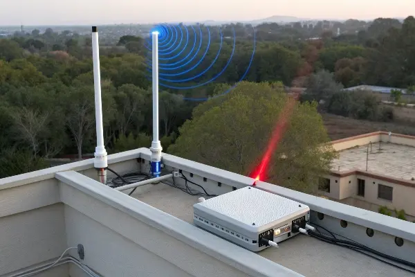 Dual wireless bridge towers transmitting signal (ID#3)