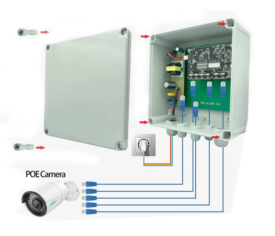 S402E-Outdoor 6-Port 100Mbps Outdoor PoE Switch, IP65, 250m Extend